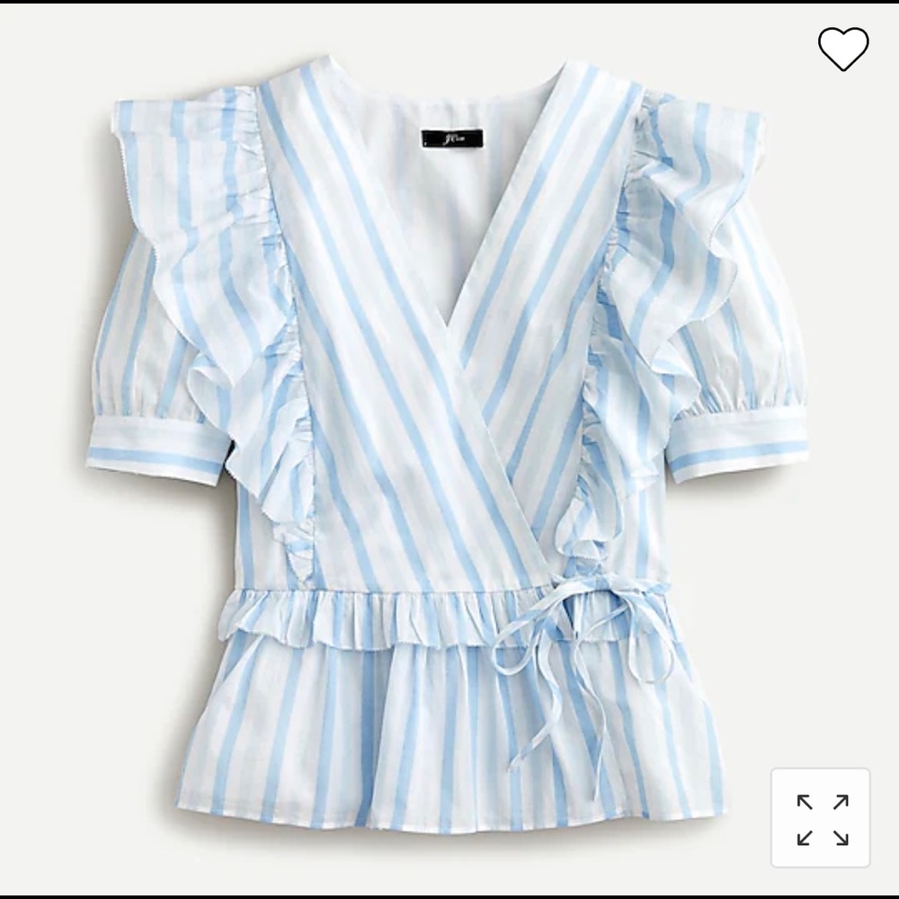 NWT J. Crew Blue Striped Wrap Top. Size Small. Gorgeous Details. Flattering Fit